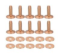 QUARKZMAN 10 Set Rame Rivetti e Sbavature, 12x4x14mm Solido Pelle Rame Rivetto Chiusura per Pelle Fai-da-te Artigianato Forniture, Rame Tonalità
