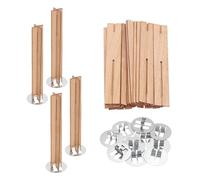QUARKZMAN 10 Set Stoppini di Candele in Legno, 0.5 x 3.2 Pollici Stoppini Naturali in Legno Con Supporto a Forma di Croce Nuclei di Candele Forniture