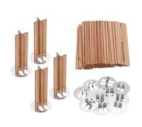 QUARKZMAN 10 Set Stoppini di Candele in Legno, 0.6 x 2 Pollici Stoppini Naturali in Legno Con Supporto a Forma di Croce Nuclei di Candele Forniture