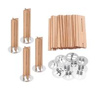 QUARKZMAN 10 Set Stoppini per Candele in Legno 0.5 x 2.4 Pollici | Con Supporto a Forma di Croce, Nuclei per Candele Forniture, Stoppini Naturali in Legno