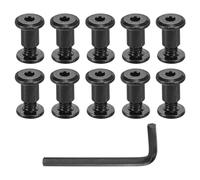 QUARKZMAN 10 Set Vite Post, Maschio M6x6mm Rivetti a Vite Acciaio Inossidabile, Femmina 8x10 Esagonale Viti Legatura Fibbia Cintura Bulloni Legatura Fissatore Pelle con Chiave, Nero
