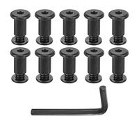 QUARKZMAN 10 Set Vite Post, Maschio M8x8mm Rivetti a Vite Acciaio Inossidabile, Femmina 10x16 Esagonale Viti Legatura Fibbia per Cintura Bulloni Legatura Fissaggio Pelle con 1Pz Chiave, Nero