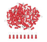 QUARKZMAN 100 Pc Anelli Isolati Per Cavi Elettrici RV1.25-4 Terminali A Crimpare Per Cavi Kit Connettori Elettrici 22-16 AWG Per Progetti Elettrici Industria Chimica Industriale Rosso