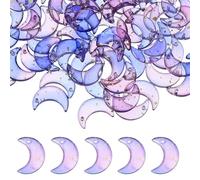 QUARKZMAN 100 Pezzi Cristallo Charm, Perline Di Vetro Pendente In Cristallo Con Foglia Oro Per Creazione Gioielli Bracciale Collana Orecchini DIY Artigianato, Blu/Viola