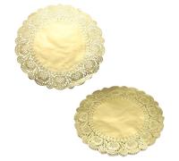 QUARKZMAN 100 pezzi Pizzi di Carta 12 Pollici Dorati Rotondi Sottobicchieri | Decorazione Alimenti, Matrimoni Compleanni, per Torte Dessert, Carte Fiorate, Usa e Getta, Decorativi