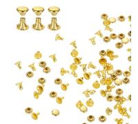 QUARKZMAN 100 Pezzi Ribattini A Una Testa 4mm Acciaio Al Carbonio Testa Tonda Chiodi A Pressione Fermagli Tubolari Chiodi Metallici Per Riparazioni Decorazioni Artigianato In Pelle, Oro