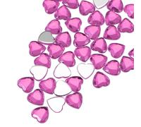 QUARKZMAN 100 Pz Cuore in Acrilico Strass 8mm Adesivi Pesca Rossa | per Gioielli per Creare Perline Face Painting Gioielli, Gemme Piatte Posteriori in Plastica