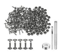 QUARKZMAN 100 Set di Rivetti in Pelle 10 x 7mm Elementi Fissaggio Borchie Rivetto a Doppio Cappuccio Metallo con 3 Attrezzi Montaggio per Artigianato Pelle Riparazioni, Grigio Metallico