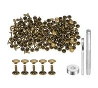 QUARKZMAN 100 Set di Rivetti in Pelle 8 x 7mm Elementi Fissaggio Borchie Rivetto a Doppio Cappuccio Metallo con 3 Attrezzi Montaggio per Artigianato Pelle Riparazioni, Bronzo