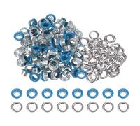 QUARKZMAN 100 Set Kit Occhielli in Metallo 6mm 1/4" Occhiello per Teloni Piccolo con Foro Rondelle per Scrapbooking Scarpe Abbigliamento Pelle Tela, Cielo Blu