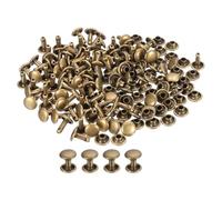 QUARKZMAN 100 Set Pelle Rivetti 7x8mm Rivetti Doppio Cappuccio Metallo Borchie Rivetto per Pelle Artigianato Riparazione Fai da Te Borsa Cinture Borse Scarpe Tono Bronzo