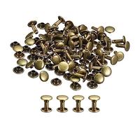 QUARKZMAN 100 Set Pelle Rivetti, 8mm Doppio Cappuccio Rivetti 10mm Altezza Metallo Borchie Rivetto per Pelle Artigianato Riparazione Fai-da-Te Borsetta Cinture Borse Scarpe, Bronzo Tono