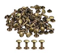 QUARKZMAN 100 Set Pelle Rivetti, 8mm Doppio Cappuccio Rivetti 12mm Altezza Metallo Borchie Rivetto per Pelle Artigianato Riparazione Fai-da-Te Borsetta Cinture Borse Scarpe, Bronzo Tono