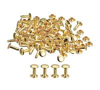QUARKZMAN 100 Set Pelle Rivetti, 8mm Doppio Cappuccio Rivetti 12mm Altezza Metallo Borchie Rivetto per Pelle Artigianato Riparazione Fai-da-Te Borsetta Cinture Borse Scarpe, Oro Tono