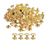 QUARKZMAN 100 Set Pelle Rivetti, 8mm Doppio Cappuccio Rivetti 8mm Altezza Metallo Borchie Rivetto per Pelle Artigianato Riparazione Fai-da-Te Borsetta Cinture Borse Scarpe, Oro Tono