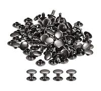 QUARKZMAN 100 Set Pelle Rivetti, 9mm Doppio Cappuccio Rivetti 8mm Altezza Metallo Borchie Rivetto per Pelle Artigianato Riparazione Fai-da-Te Borsetta Cinture Borse Scarpe, Gun-black