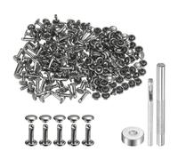 QUARKZMAN 100 Set Rivetti in Pelle 10 x 6mm Elementi Fissaggio Borchie Rivetto a Doppio Cappuccio Metallo 3Pz Montaggio Chicago per Borse Scarpe Pelle Riparazioni, Bronzeo
