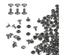 QUARKZMAN 100 Set Rivetti in Pelle Doppia Cappuccio, 6x6mm Tondo Rivetto Tubolari a Vite per Cuoio Chicago Metallo per Pelle Cintura Tessuto Collare Borsa Riparazione Decorazione, Bronzeo