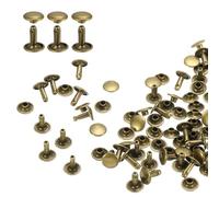 QUARKZMAN 100 Set Rivetti in Pelle Doppia Cappuccio, 9x10mm Tondo Rivetto Tubolari a Vite per Cuoio Chicago Metallo per Pelle Cintura Tessuto Collare Borsa Riparazione Decorazione, Bronzo