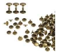 QUARKZMAN 100 Set Rivetti in Pelle Doppia Cappuccio, 9x8mm Tondo Rivetto Tubolari a Vite per Cuoio Chicago Metallo per Pelle Cintura Tessuto Collare Borsa Riparazione Decorazione, Bronzo