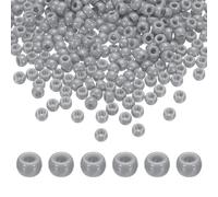 QUARKZMAN 1000Pz Perline Grigie Pony 6x9mm in Plastica Acrilica All'Ingrosso Perline a Barile per Collana Portachiavi Gioielli Orecchini Intrecciatura dei Capelli