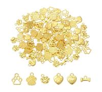 QUARKZMAN 100Pcs 5 Stili Ciondoli A Forma Di Zampa Di Cane, Stile A Righe In Lega Cuore A Forma Impronta Animale Ciondolo A Osso Per Cane Ciondoli Per Cani Forati Per Creazione