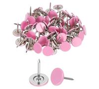 QUARKZMAN 100Pcs Borchie Per Tappezzeria, 11mmx15mm Testa Piatta Borchie Decorative Chiodi Per Mobili Per Divani Testiere Letti, Rosa