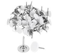 QUARKZMAN 100Pcs Borchie Per Tappezzeria 11mmx15mm Testa Piatta Borchie Decorativi Per Mobili Spilli Per Divani Testiere Bianchi