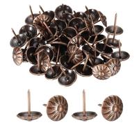 QUARKZMAN 100Pcs Borchie Per Tappezzeria, 7/16" x 11/16" Borchie Testa A Fiore Stile Vintage Per Mobili Chiodi Decorativi Per Divano Sedia Letto, Tonalità Rame