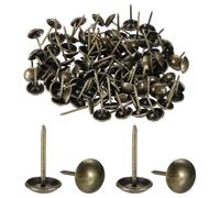 QUARKZMAN 100Pcs Borchie Per Tappezzeria, 7/16" x 13/16" Testa Tonda Vintage Borchie Decorative Per Divano Sedia Letto, Bronzo