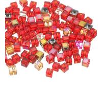 QUARKZMAN 100Pcs Cristalli Cubici, Perline Di Vetro Quadrate Da 3mm Con Taglio A Facette Per Spacer Per Bracciali Collane Orecchini DIY Creazione Di Gioielli Artigianato (Serie Rossa)