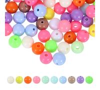 QUARKZMAN 100pcs Perle Acriliche Tonde Colore Chiaro Casuale Diametro 10mm Foro 1.9mm Perle Sciolte Lisce In Resina Plastica Per Creazione Di Gioielli Bracciali Collane Orecchini DIY