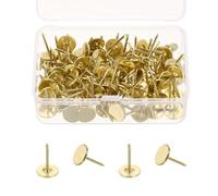 QUARKZMAN 100Pcs Puntine Da Tappezzeria 7/16" x 11/16" Testa Piatta Puntine Decorative Per Mobili Pareti In Legno Oro
