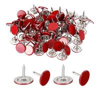 QUARKZMAN 100Pcs Puntine Da Tappezzeria, 7/16" x 3/8" Testa Piatta Puntine Da Tappezzeria Spilli Decorativi Per Legno Parete Mobili, Rosso