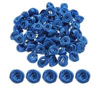 QUARKZMAN 100pz 1,5cm Mini Rose di Nastro in Raso Fiori Artificiali Stoffa Nastro Raso per Accessori Fai Da Te Cucito Confezione Regalo Decorazione Matrimonio, Blu Scuro