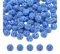 QUARKZMAN 100pz 10mm Perline di Strass per Creazione Gioielli, Perline Argilla Diamante Scintillante Perlina Disco Bling per Collana Bracciale Natale, Azzurro