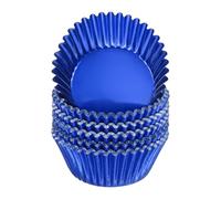 QUARKZMAN 100Pz Blu Pirottini per Frittella Carta in Alluminio, Pirottini Cupcake Metallici Dimensioni Standard Antiaderenti per Feste, Matrimoni, Compleanni