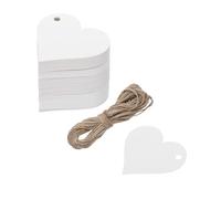 QUARKZMAN 100Pz Etichette Regalo Etichette Regalo Bianche, Biglietti a Forma di Cuore con 10 Metri di Spago di Juta per Incartare Regale Natale