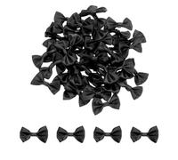 QUARKZMAN 100pz Fiocchi Neri 1.5" x 1" Mini Fiocco per Realizzare Piccoli Fiocchi di Raso Sfusi per Cucito Fai da Te, Scrapbooking, Regalo di Nozze, Decorazione per La Casa