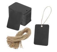 QUARKZMAN 100pz Grezzo Carta Etichette Regalo Spago 1.6x2.4" Legno Polpa Carta Etichette Sacchetti Regalo Neri Etichette per Prezzo Etichette Natale Artigianato Festa Bomboniere