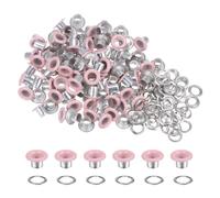 QUARKZMAN 100pz Occhielli Grommets 1/5" (5mm) ID Occhiello Autoportante Metallo con Foro Rondelle per Scarpe Cuoio Perline Nuclei Tela Etichette, Rosa