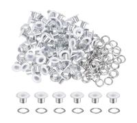 QUARKZMAN 100pz Occhielli Grommets 1/5" (5mm) ID Occhiello Autoportante Metallo con Foro Rondelle per Scarpe Cuoio Perline Nuclei Tela Etichette, Bianco