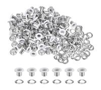 QUARKZMAN 100pz Occhielli Grommets 1/6" (4mm) ID Occhiello Autoportante Metallo con Foro Rondelle per Scarpe Cuoio Perline Nuclei Tela Etichette, Bianco