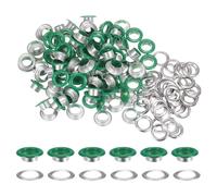 QUARKZMAN 100pz Occhielli Grommets 2/5" (10mm) ID Occhiello Autoportante Metallo con Foro Rondelle per Scarpe Cuoio Perline Nuclei Tela Etichette, Verde