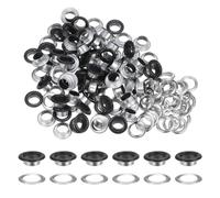 QUARKZMAN 100pz Occhielli Grommets 2/5" (10mm) ID Occhiello Autoportante Metallo con Foro Rondelle per Scarpe Cuoio Perline Nuclei Tela Etichette, Nero Opaco