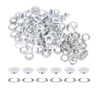 QUARKZMAN 100pz Occhielli Grommets 2/5" (10mm) ID Occhiello Autoportante Metallo con Foro Rondelle per Scarpe Cuoio Perline Nuclei Tela Etichette, Bianco
