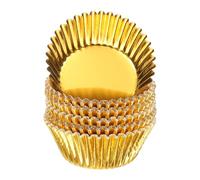 QUARKZMAN 100Pz Oro Pirottini per Frittella Carta in Alluminio, Pirottini Cupcake Metallici Dimensioni Standard Antiaderenti per Feste, Matrimoni, Compleanni