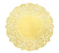 QUARKZMAN 100pz Oro Pizzo Carta Centrini 4.5" Rotondo Carta Centrini Stoviglie Monouso Lamina Pizzo Carta Decorativi Carta Tovagliette per Matrimonio Compleanni Torte Dessert Stoviglie Cibo