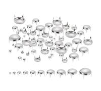 QUARKZMAN 100pz Rivetti a Cupola Tonda Argento, Borchie Rotondi Ottone Punte Puntini Punk Rock Perline Artiglio Kit Assortito per Vestiti Cintura Borsa Scarpe Artigianato Pelle 10 Taglie