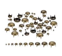 QUARKZMAN 100pz Rivetti a Cupola Tonda Bronzo, Borchie Rotondi Ottone Punte Puntini Punk Rock Perline Artiglio Kit Assortito per Vestiti Cintura Borsa Scarpe Artigianato Pelle 10 Taglie